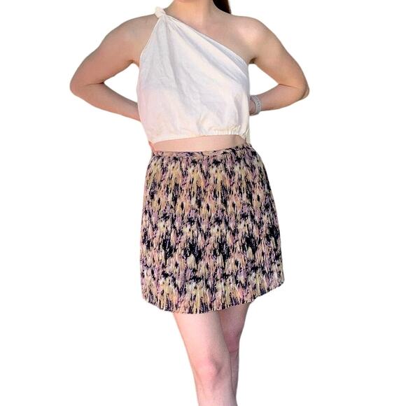 Madewell Skirt by Broadway & Broome Multicolor Micro Pleated Mini Size 4 - Picture 1 of 12